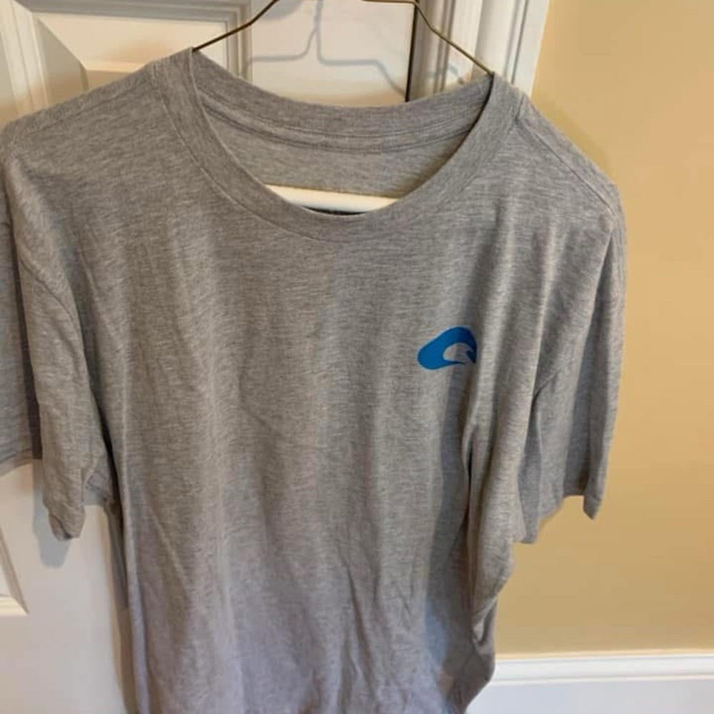 Costa Gray T-Shirt with Blue Logo